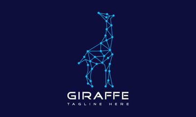 Creative Animal Technology - Giraffe Tech Logo Design Vector Icon Illustrations.