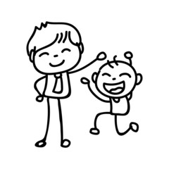 family character_dad and boy hand drawn