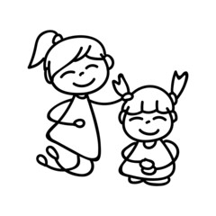 family character_sisters hand drawn