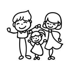 family character_parent and daughter hand drawn