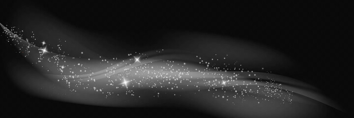Fototapeta premium The dust sparks and golden stars shine with special light. Vector sparkles on a transparent background. Christmas light effect. Sparkling magical dust particles.