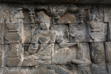 22 May 2008, Magelang, Java, Indonesia: Panel Relief on Borobudur Temple, Indonesia