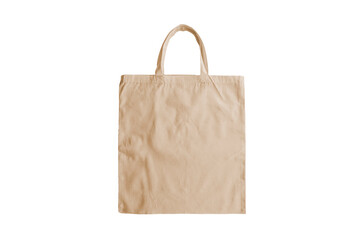 Eco Friendly Beige Colour Fashion Canvas Tote Bag Isolated on White Background. Reusable Bag for Groceries and Shopping. Design Template for Mock-up. Front View.Zero waste concept.3d rendering.