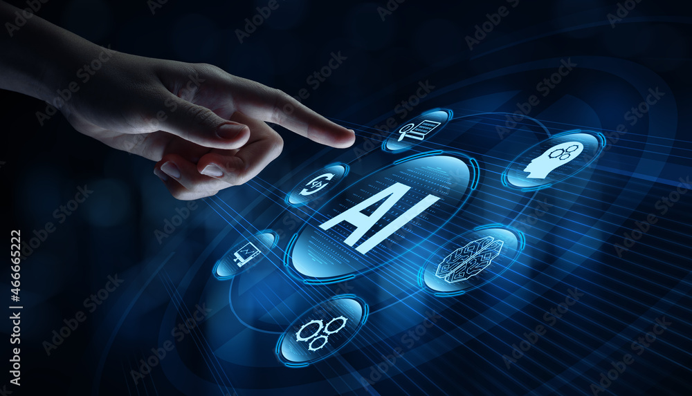 Poster artificial intelligence machine learning business internet technology concept