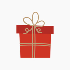 Colorful gift box with ribbon on white background. Flat design for a Christmas gift. Vector illustration.