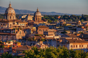 Fototapeta na wymiar Sunset in City of Rome in Italy