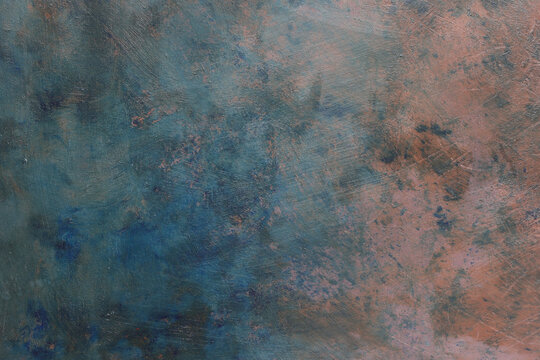 Texture materica dipinta a tempera di colore marrone e blu; spazio per testo