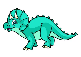 Foto op Canvas Herbivorous dinosaur Triceratops illustration cartoon  © efengai