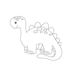 Cute cartoon Dinosaur. Black and white vector illustration for coloring book.