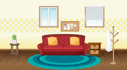Living room interior design with furniture
