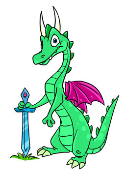 Dragon wars sword knight fairytale character illustration character