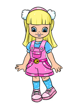 Little girl doll jumpsuit illustration character