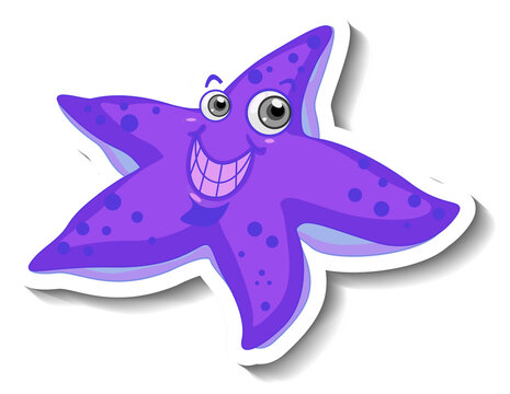 Sea Animal Cartoon Sticker with Cute Starfish