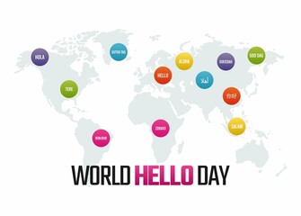 vector graphic of world hello day good for world hello day celebration. flat design. flyer design.flat illustration.