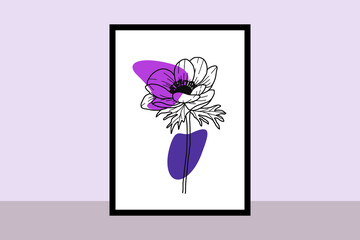 Anemone flower wall art vector set.Floral Art design for wall framed prints, canvas prints, poster, home decor, cover, wallpaper.