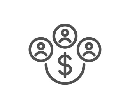Buying currency line icon. Dollar money sign. Economy trade symbol. Quality design element. Linear style buying currency icon. Editable stroke. Vector