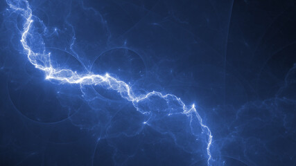 Blue fractal lightning background, electrical abstract