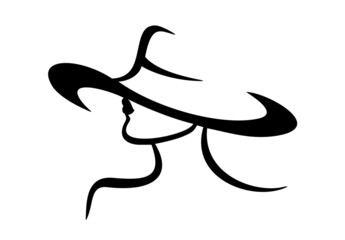 Beautiful woman with big hat logo