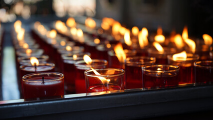 burning candles in church