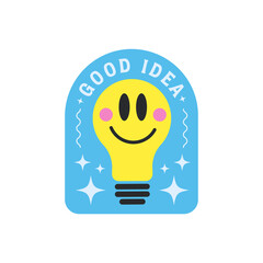 Good Idea Cute Sticker. Cool Comic Patch, Badge, Pin Vector Design. - obrazy, fototapety, plakaty
