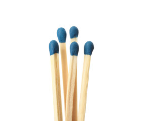 Matches with blue heads on white background