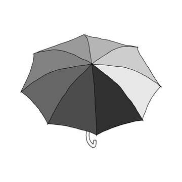 Beautiful hand-drawn fashion vector illustration of an gray umbrella isolated on a white background for coloring book
