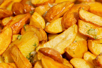 Appetizing fresh baked potatoes