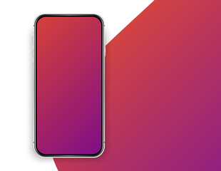 Realistic mobile phone on gradient background. Smartphone universal blank screen, mock up phone. Template for presentation user interface design.