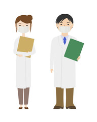 ファイルを持っているマスクを着けた管理栄養士たち
