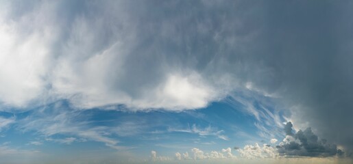 Fantastic soft thunderclouds, sky panorama