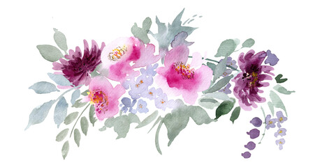 Delicate loose rose. Watercolor illustration for congratulations, invitations.