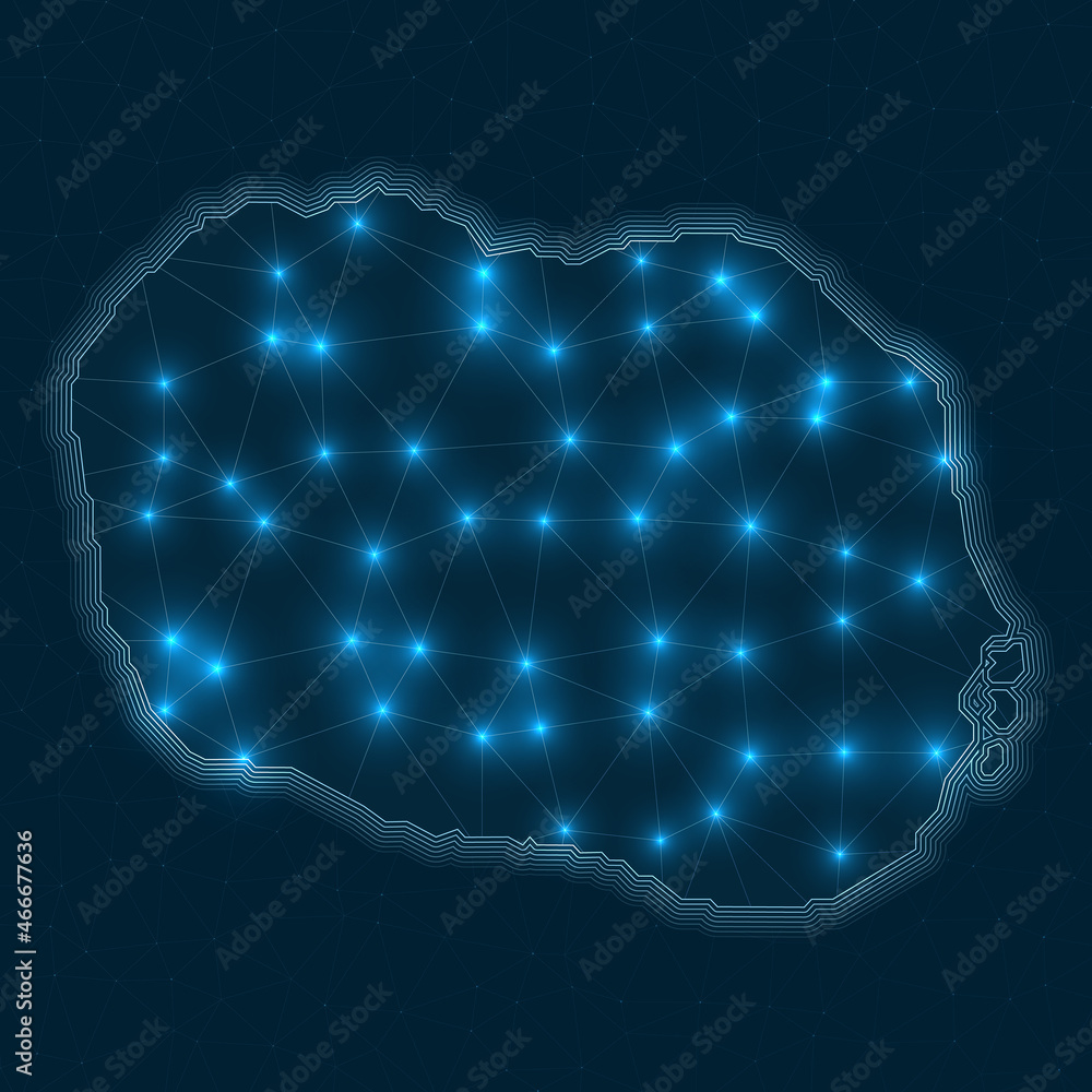 Poster cook islands network map. abstract geometric map of the island. digital connections and telecommunic