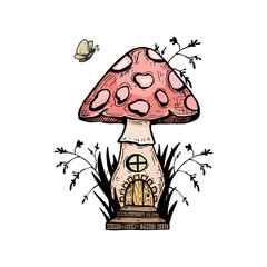 fantastic mushroom. Vector sketch. eps