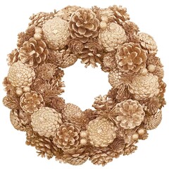 クリスマスリース イラスト リアル ブロンズ
