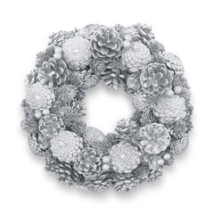 クリスマスリース イラスト リアル シルバー