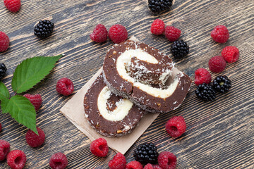 chocolate cake with creamy coconut filling
