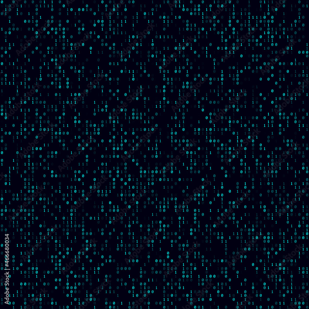 Poster abstract matrix background featuring a cyan sparse binary pattern. a trendy vector illustration with