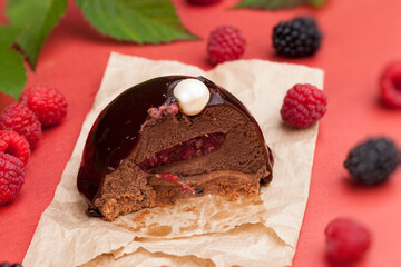 chocolate cake with raspberry filling