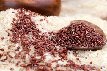 mixed rice of several types before cooking