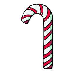 Christmas candy canes. Sweet for Christmas and New year, striped candy sticks. Vector illustration, cartoon style