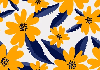 Schilderijen op glas Floral seamless pattern with flower for fabrics and textiles and packaging  © Tetiana