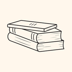 Pile of books icon. Black outline vector illustration. Symbol of education and studying. Doodle knowledge element. School and college supply