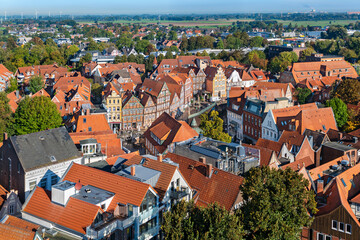 Fototapeta na wymiar Stade, Germany. Aerial view of the old town.