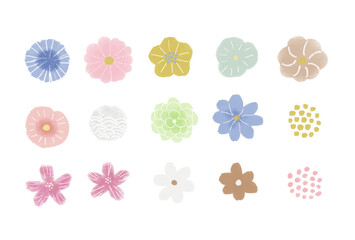 和柄のお花 手書きアイコンセット