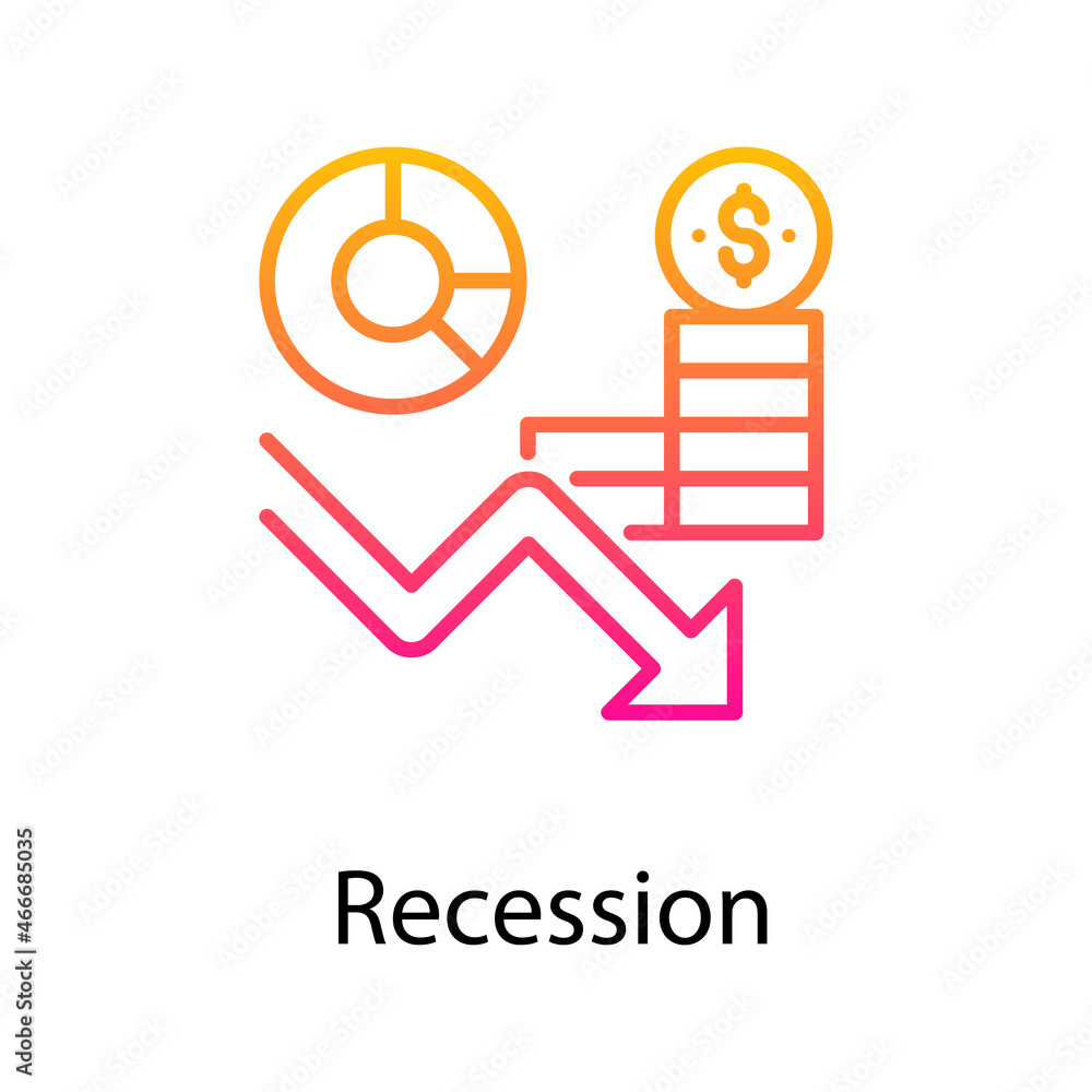 Poster recession vector gradient icon design illustration. web analytics symbol on white background eps 10 