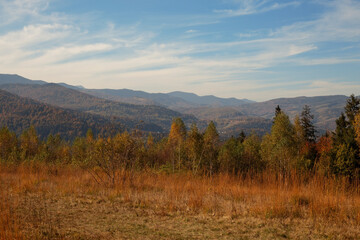 Calm landscape of mountains in autumn
