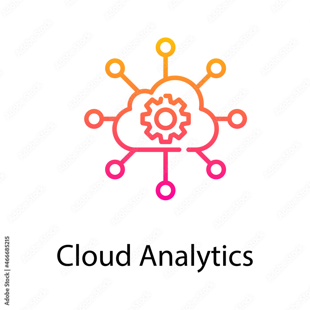 Poster cloud analytics vector gradient icon design illustration. web analytics symbol on white background e