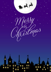 Merry christmas postcard template illustration