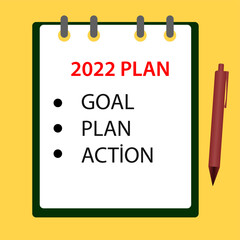Attendance board with 2022 plan checklist.
Goal, plan, action. Survey, poll, board, task list. Vector Design Eps 10.