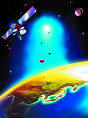 Fototapeta premium 3D illustration of earth and science